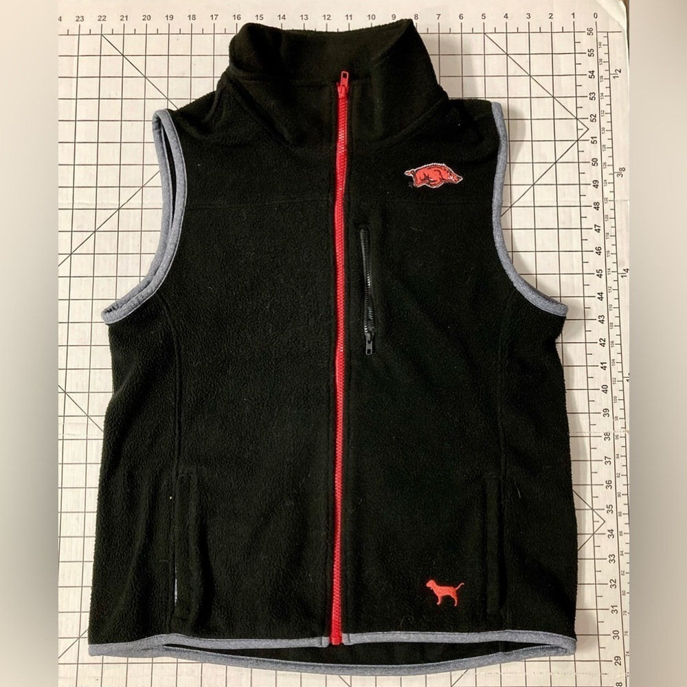 PINK by‎ Victoria’s Secret Arkansas Razorbacks Women’s Small Black Fleece Vest